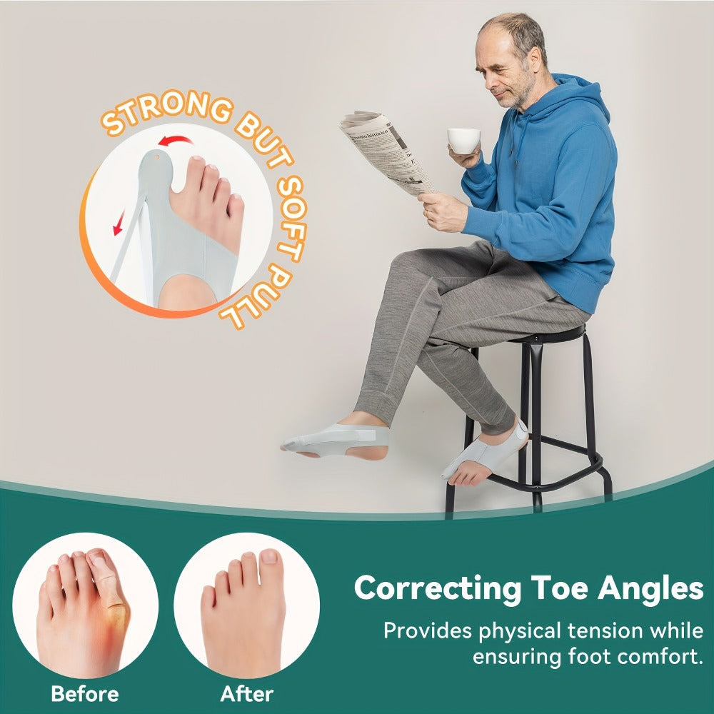 Four-Point Big Toe Separator Sleeve Pair in Medium or Large with Heel Strap and Open-Toe Design