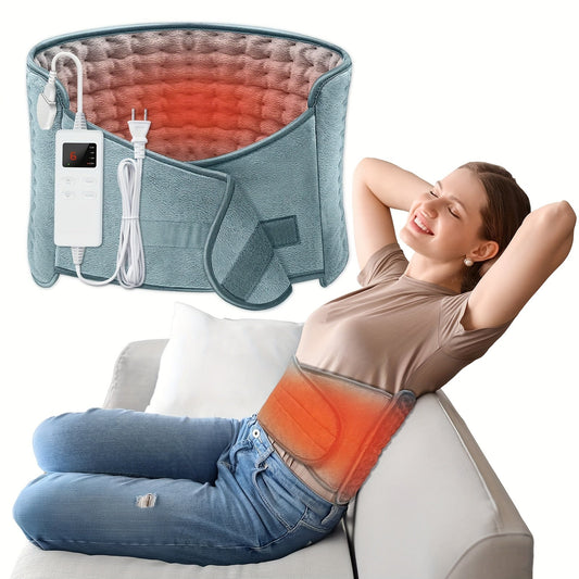 Wraparound Electric Heating Belt with Six Heat Levels, 1–6 Hour Timer and Adjustable Waist Straps in Gray or Purple