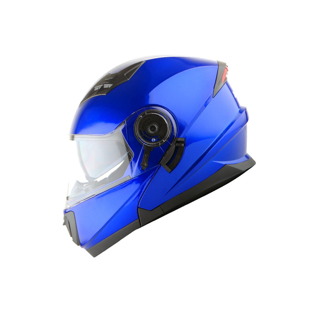 Motorcycle Helmet Modular Flip-Up Design with Dual Visors, Optional Three-Mode LED Tail Light and S-XL Sizes