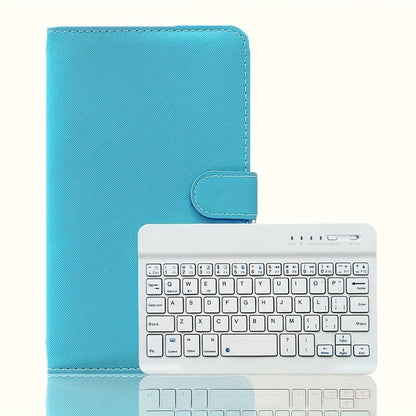 Foldable Bluetooth Keyboard Full Size Wireless Portable with PU Leather, Compact Folding Design for iPhone iPad Android Tablets Laptops