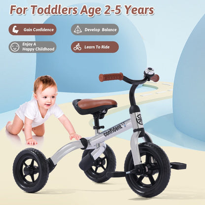 3-in-1 Kids Tricycle Balance Bike Carbon Steel Frame EVA Wheels Foldable with the Listed Color, Size or Set Options for Everyday Use