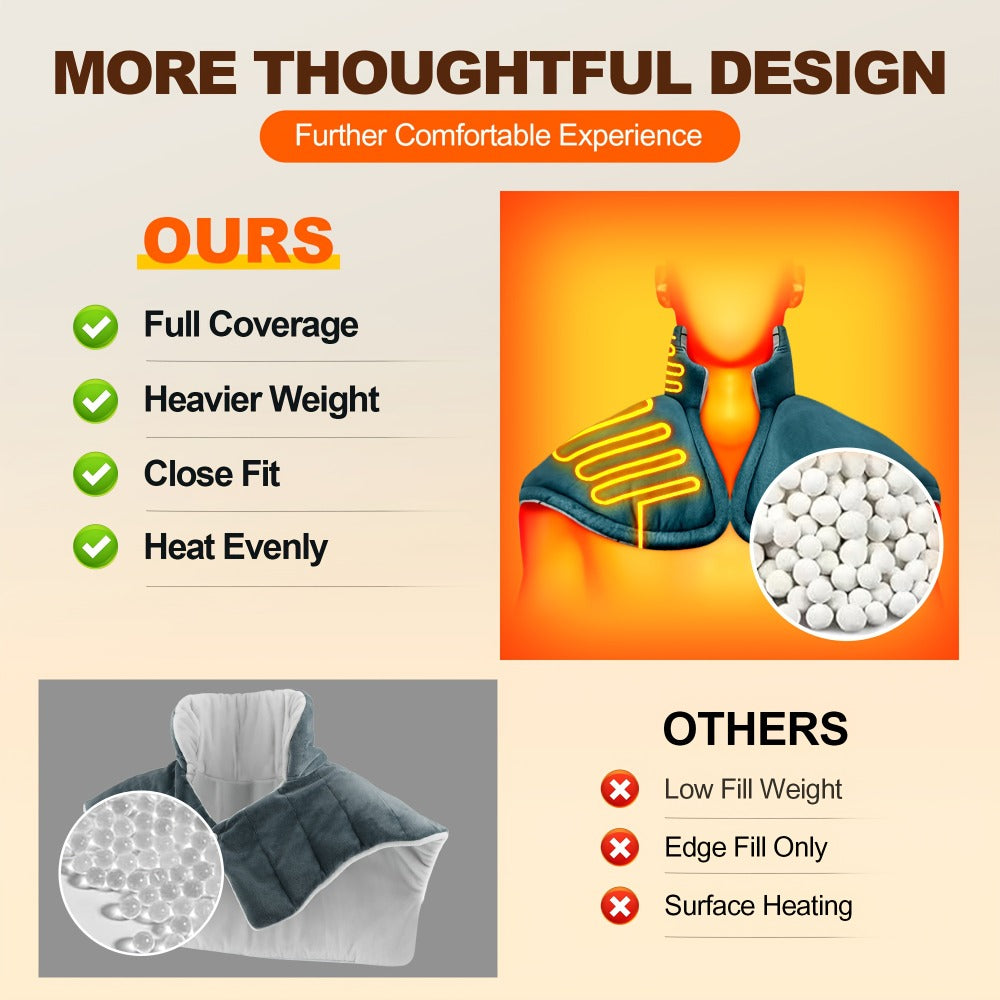 Graphene Heating Pad for Neck Shoulders & Back – 130W Weighted Electric Pad, Soft Flannel, Multiple Heat Settings, Timer & Auto Shut-Off