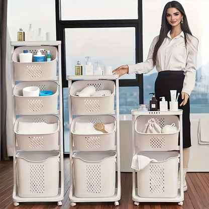 Rolling Laundry Hamper Cart with Wheels Multi-Tier | Large Capacity Laundry Basket with Removable Baskets | Wheeled Laundry Organizer