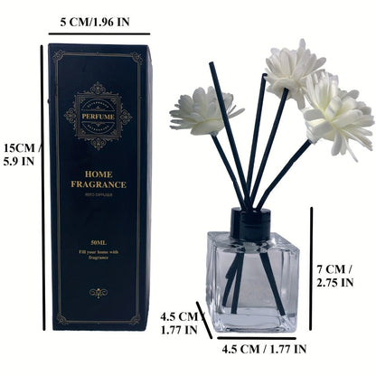 Reed Diffuser Set 50ml Glass Bottle - Aromatherapy Fragrance Sticks for Bedroom Living Room for Entryways, Bedrooms and Living Spaces