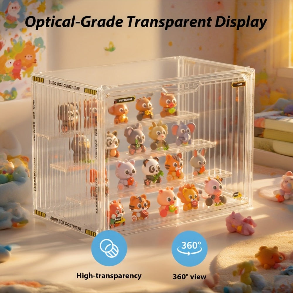 4-Tier Acrylic Figure Display Case with Magnetic Design – Clear Collector Showcase Box for Action Figures Dolls Funko Pop Anime Desktop
