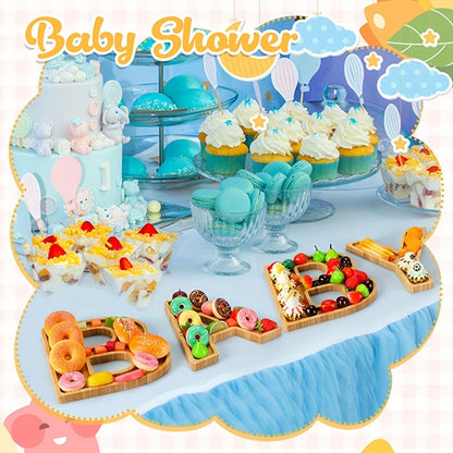 Baby Shower Charcuterie Board Set – 4-Piece BABY Letter Shaped Wooden Serving Tray, Bamboo Snack Platter for Gender Reveal, Birthday Party