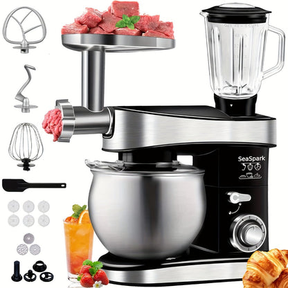 Stand Mixer 6-in-1 400W with 6.3QT Stainless Steel Bowl for Home Cooking, Dining and Outdoor Meals
