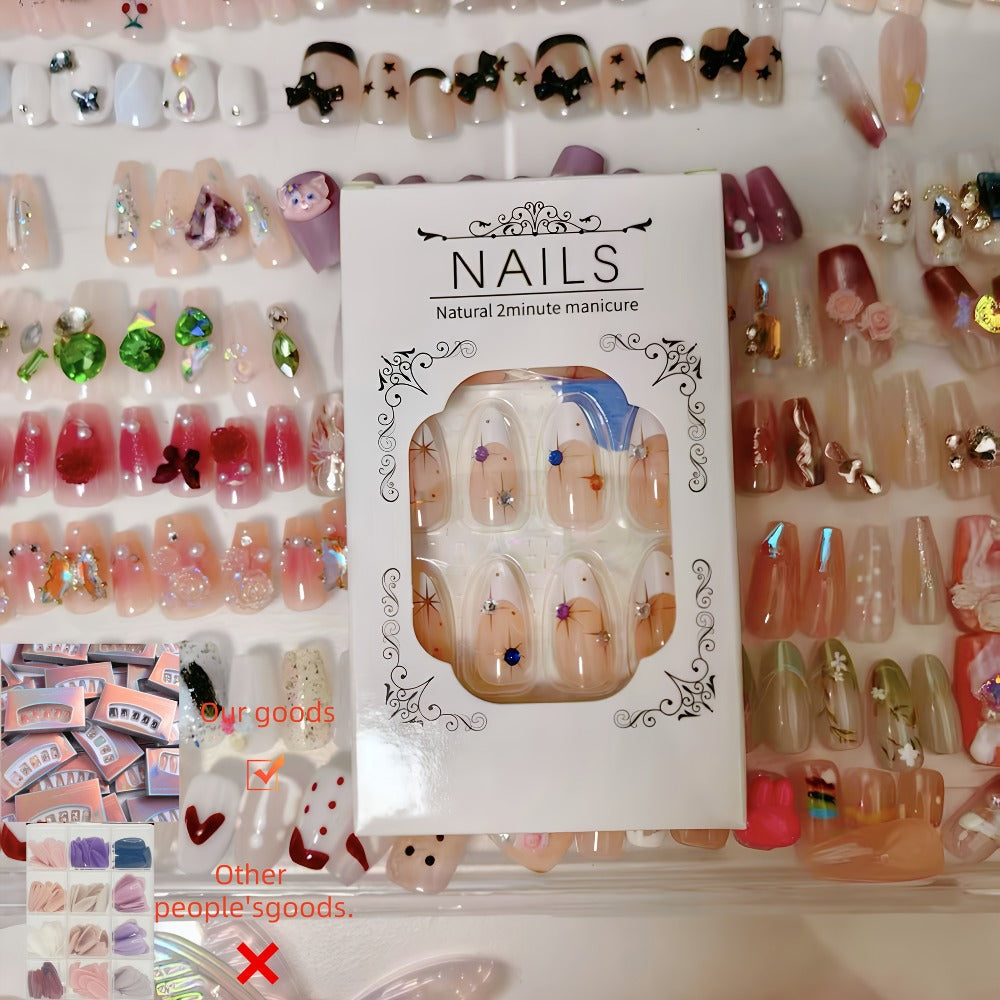 Press On Nails 96-Piece Long Full-Cover Set with Random Assorted Glossy Designs and Multi-Pack Options