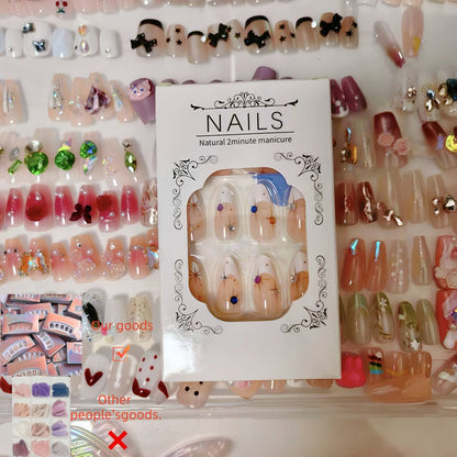 Press On Nails 96-Piece Long Full-Cover Set with Random Assorted Glossy Designs and Multi-Pack Options