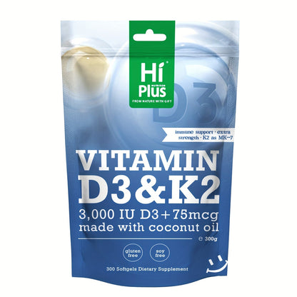 Vitamin D3 K2 MK-7 Supplement 300 Softgels for Bath Time, Home Spa and Personal Care, with the Listed Configuration