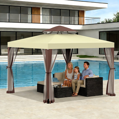 Gazebo with Mosquito Netting Steel Frame, Backyard Garden BBQ Party for Grilling, Camping and Outdoor Meals