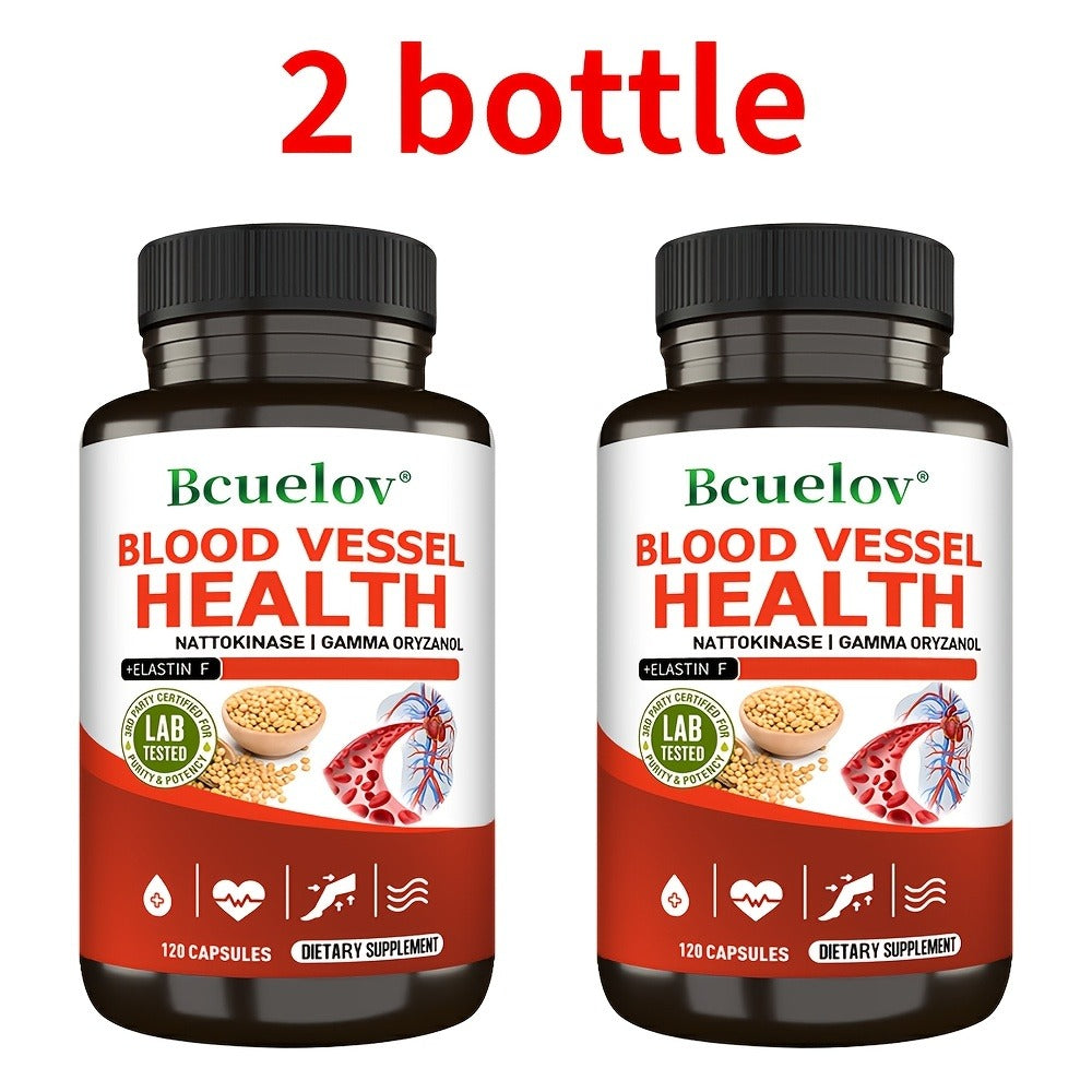 Nattokinase Supplement 120 or 240 Capsules, Gamma-Oryzanol Cardiovascular Formula for Heart Health