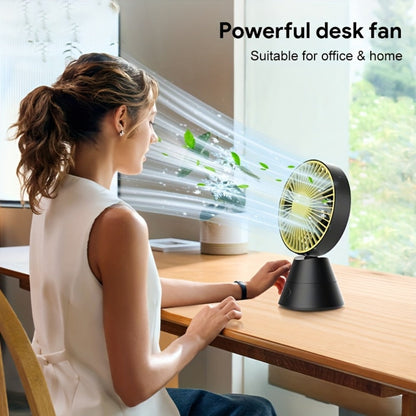 Desktop Fan Auto Oscillating 1800mAh USB Rechargeable, Portable Personal Fan with Wide-Angle Swing