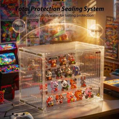 4-Tier Acrylic Figure Display Case with Magnetic Design – Clear Collector Showcase Box for Action Figures Dolls Funko Pop Anime Desktop