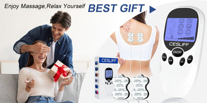 TENS EMS Dual Channel Stimulator Massager, 8 Electrodes for Back, Shoulder & Knee Pain, Recovery