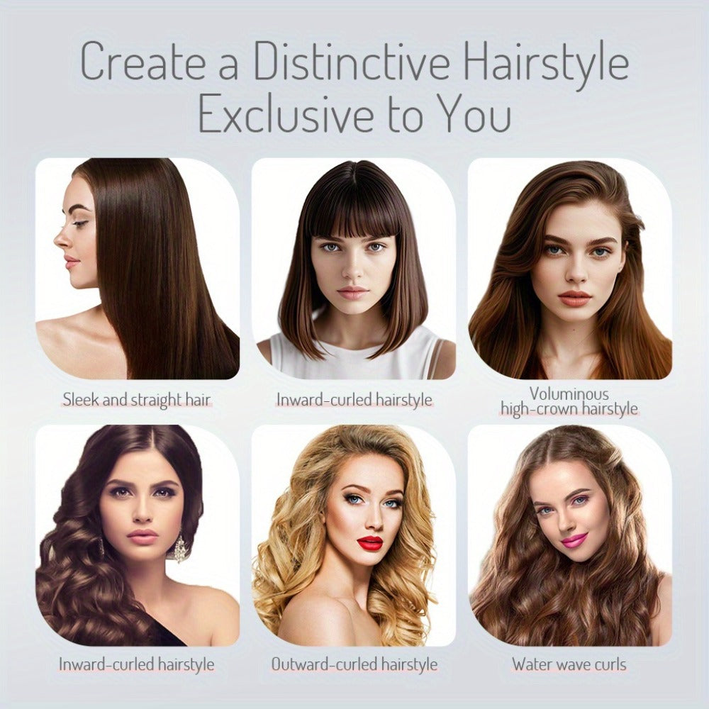 Hair Straightener & Curling Iron Set for Women, Flat Iron Straightening Brush, Anti-Scald, Precise Temperature Control