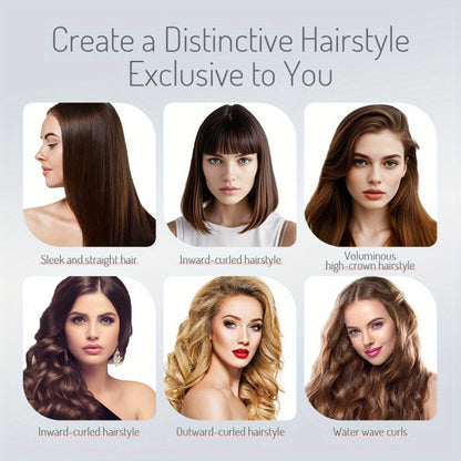 Hair Straightener & Curling Iron Set for Women, Flat Iron Straightening Brush, Anti-Scald, Precise Temperature Control