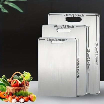 Cutting Board Three-Piece Titanium Set with Large, Medium and Small Handle Boards for Double-Sided Prep