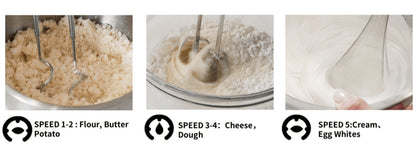 Hand Mixer Electric 400W with Storage Stand & 5-Speed Turbo Boost, 5 Stainless Steel Attachments for Baking Cream Cake Dough Cookie
