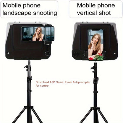 A10 Portable Teleprompter for Smartphone & DSLR Camera, Phone Holder & Remote Control for Video Recording