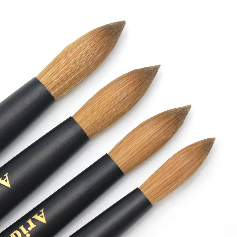 Kolinsky Nail Brush Round Head for Acrylic Extensions – Professional Black Wooden Handle Nail Art Brush with Genuine Kolinsky Hair Bristles