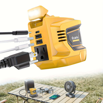 Battery Inverter for Dewalt 20V & 18V - 200W/350W/550W DC to AC 110V, USB, Type-C & AC Outlet, LED Work Light
