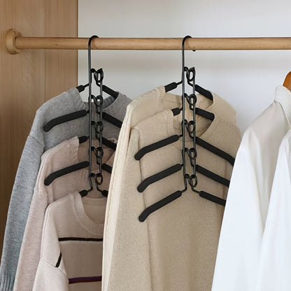 Space Saving Hangers 5-in-1 Multi-Layer Metal Closet Organizer | Heavy Duty Non-Slip Foam Pads | 2 Pack Clothes Hanger for Coats Sweaters