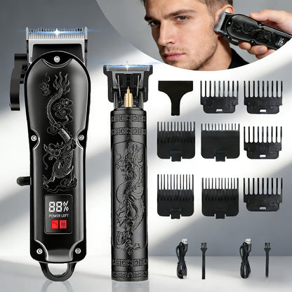 Men's Grooming Set USB Rechargeable Hair Clipper Electric Shaver Nose Ear Hair Trimmer for Everyday Face, Beard and Body Grooming