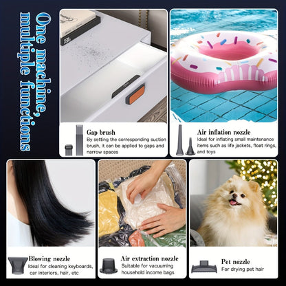 Cordless Car Vacuum Cleaner USB Rechargeable, Powerful Handheld Vacuum with Blow & Suction, Multiple Accessories for Car