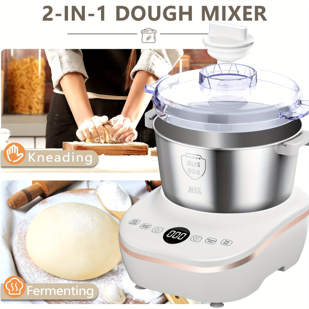 Electric Dough Maker 7Qt with Fermentation Function - 250W Dough Kneading Machine, 304 Stainless Steel Bowl