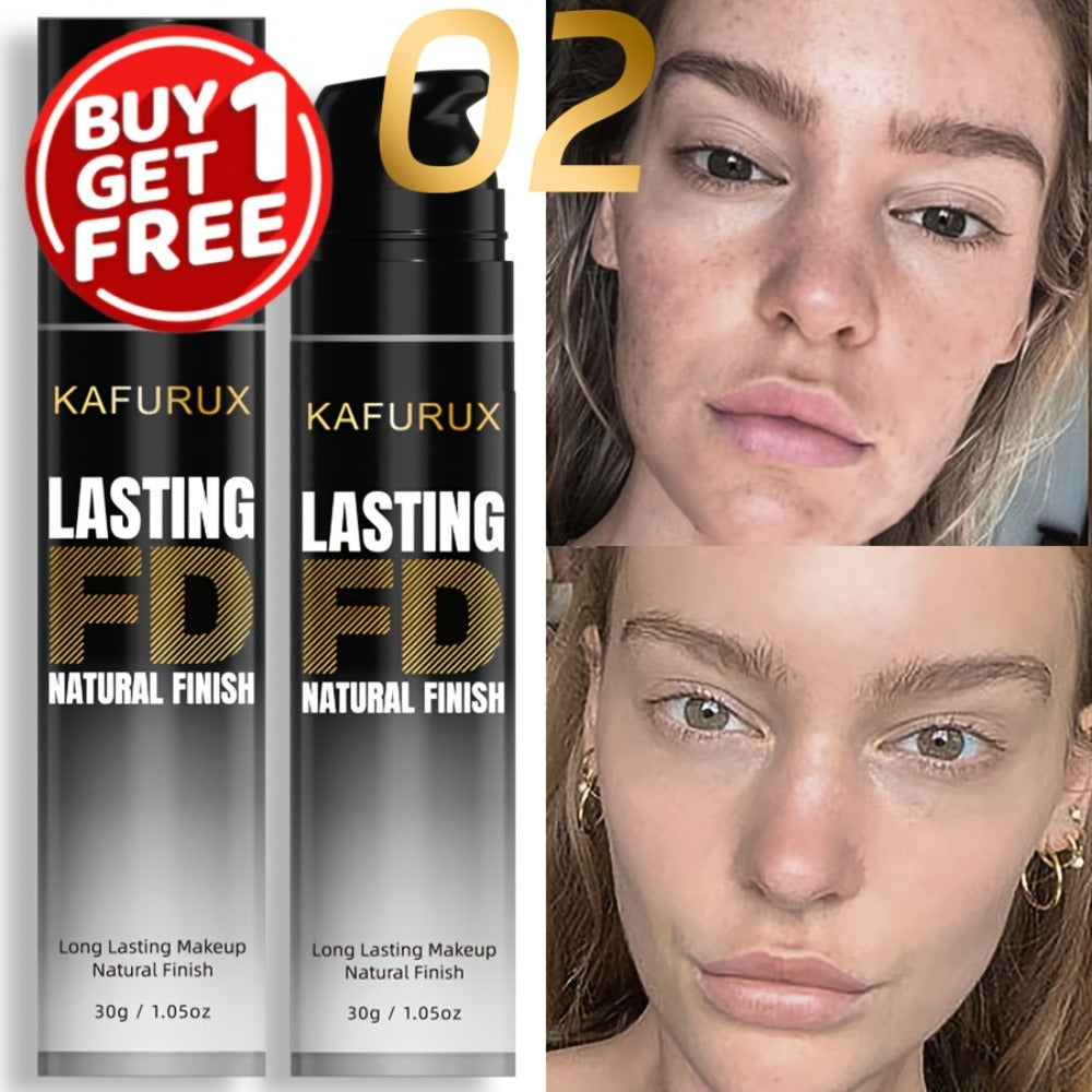 KAFURUX Liquid Foundation Two-Bottle Set with Pump Dispensers and Eight Matching Shade Pairs