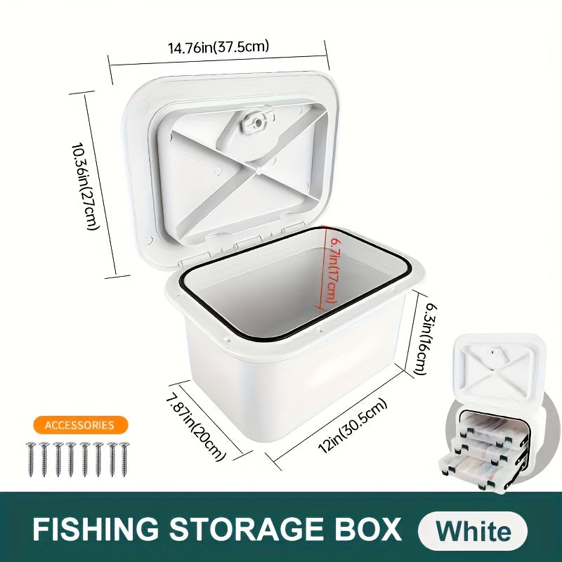 Waterproof Marine Storage Box – ABS Flush Mount Boat Console Organizer 14.76” x 10.63” x 6.89” | Sealed Lid Embedded Storage Container