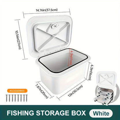 Waterproof Marine Storage Box – ABS Flush Mount Boat Console Organizer 14.76” x 10.63” x 6.89” | Sealed Lid Embedded Storage Container
