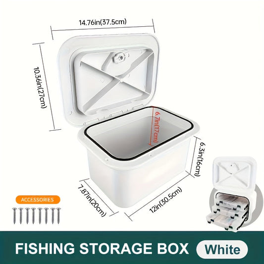 Waterproof Marine Storage Box – ABS Flush Mount Boat Console Organizer 14.76” x 10.63” x 6.89” | Sealed Lid Embedded Storage Container
