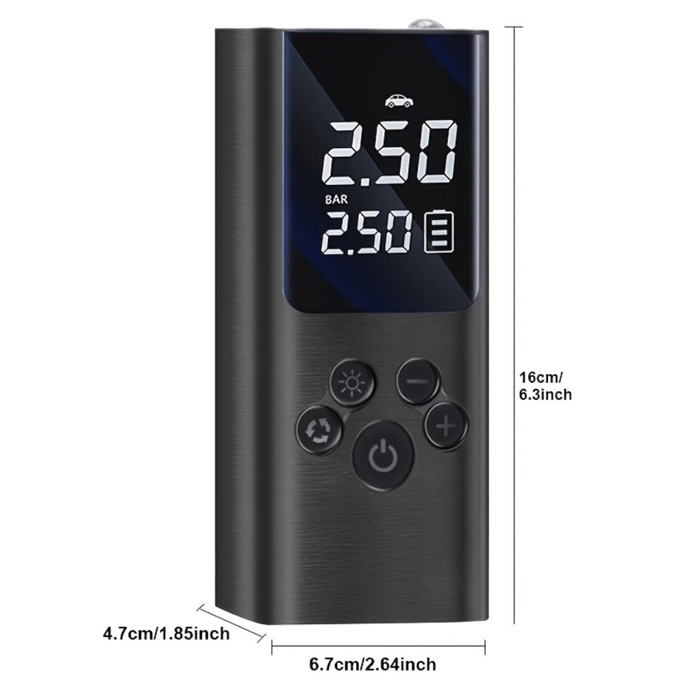 Cordless Tire Inflator Portable USB Rechargeable – Digital Gauge & LED Light, Fast Air Compressor with Auto Shutoff for Car, Bike