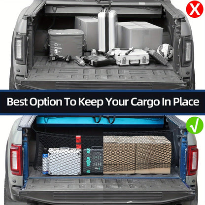 Truck Bed Cargo Net Elastic Mesh Organizer with Hooks Heavy Duty Bungee Net for Pickup Truck Bed Cargo Management Grocery Storage Secure