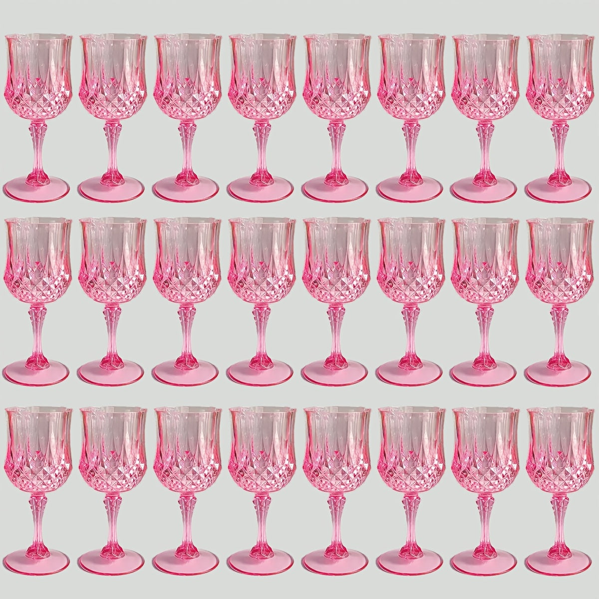 Plastic Wine Glasses 24 Pack – Colorful Shatterproof Goblets for Parties, Weddings & Events – Reusable Vintage-Style Stemmed Cups
