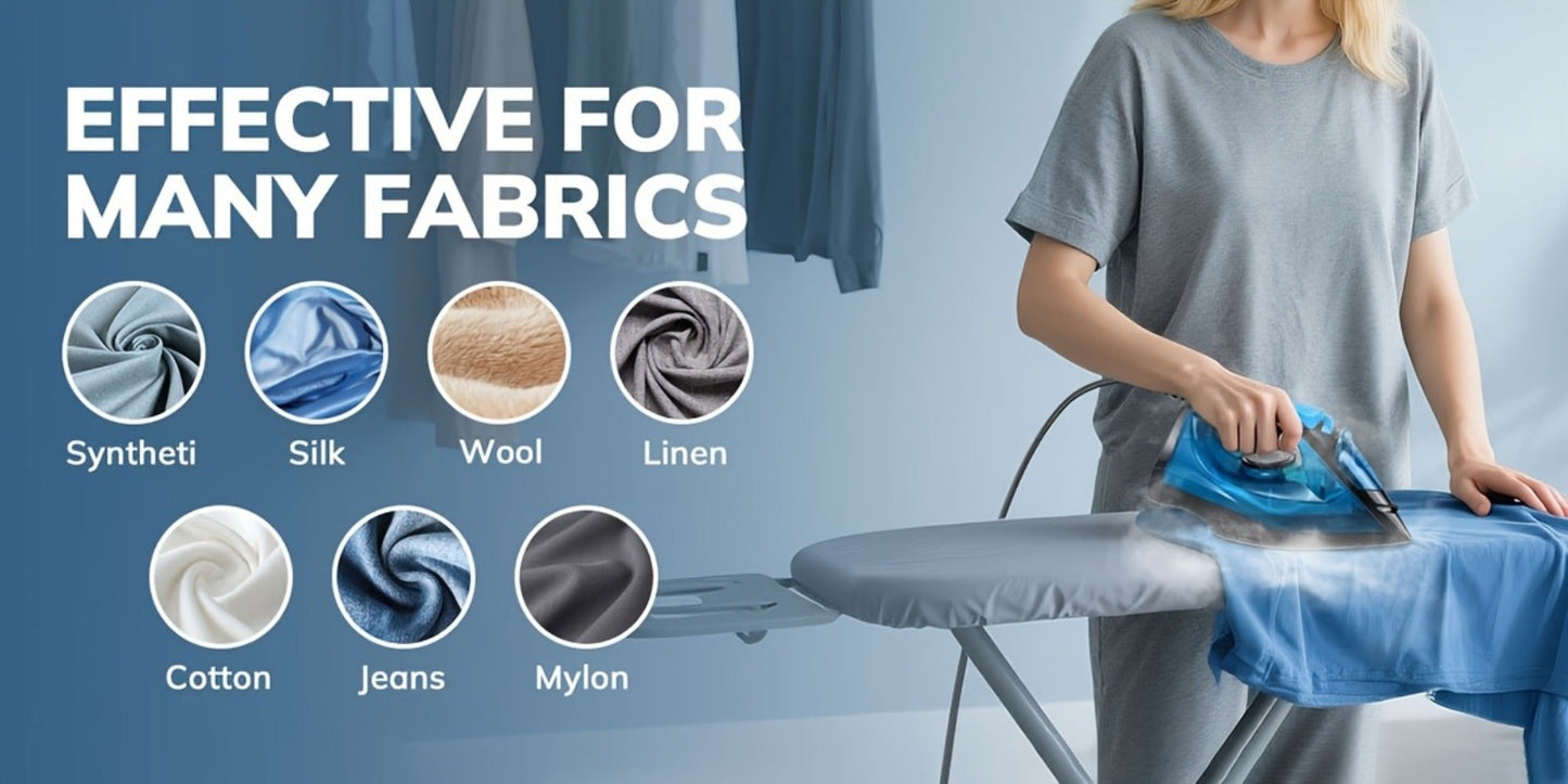 Steam Iron Non-Stick Bottom Plate High Pressure Anti-Calc Safety Protection Adjustable Temperature Steam Settings Dry Wet Clothes Fast