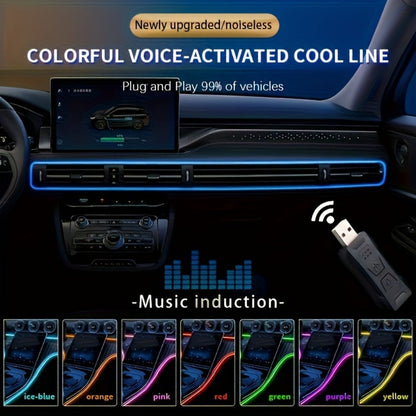 Car Interior Ambient Light Strip with 118-Inch Label, USB Connector, App Control and Music-Responsive Mode
