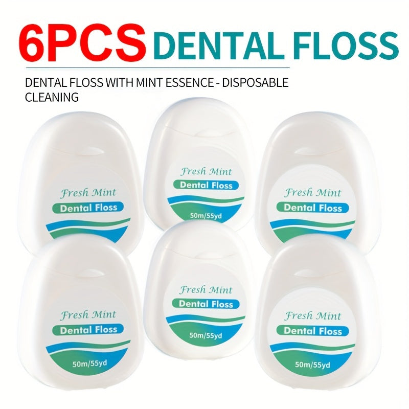 Dental Floss Picks 6pcs Mint Flavor – Plaque Remover Interdental Cleaner Oral Care Floss Sticks Fine Thread Teeth Cleaning Tool Intertooth