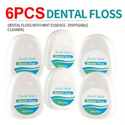 Dental Floss Picks 6pcs Mint Flavor – Plaque Remover Interdental Cleaner Oral Care Floss Sticks Fine Thread Teeth Cleaning Tool Intertooth
