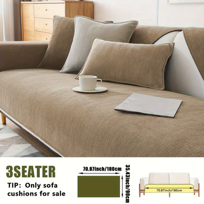 Sofa Cover Ribbed Chenille Stretch Panels for 1 to 4 Seats, Armrests or Cushions with Model-Specific Size and Color Options