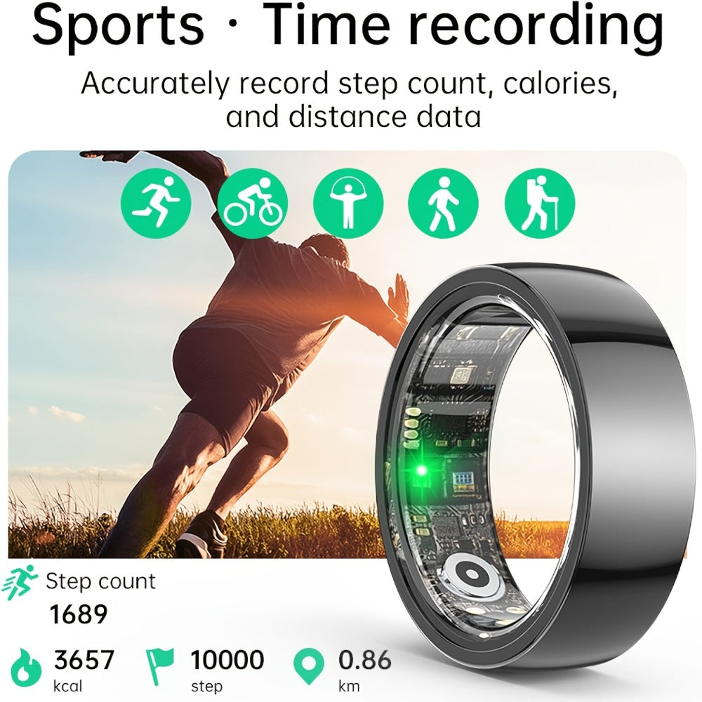Smart Ring Health Fitness Tracker - Sleep Monitor Heart Rate Temperature Blood Pressure Pedometer Calorie Menstrual Cycle Tracker