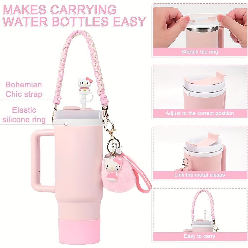 Kawaii Sanrio Tumbler Accessories Cup Sleeve & Silicone Boot Set – Compatible with 30 & 40 oz Tumblers, Hello Kitty Kuromi Cinnamoroll