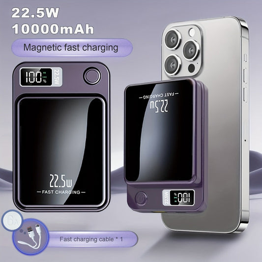 Magnetic Wireless Power Bank with 5000mAh and 10000mAh Labels, Flip Display and Four Color Options