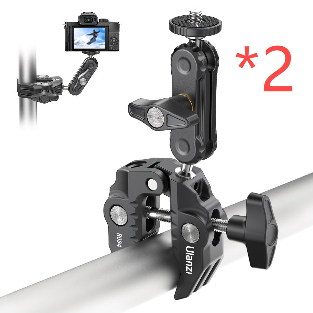 ULANZI Super Clamp 360° Ballhead Magic Arm Double Ball Head Camera Mount with 1/4"-20 & 3/8"-16 Thread for Canon Nikon DSLR