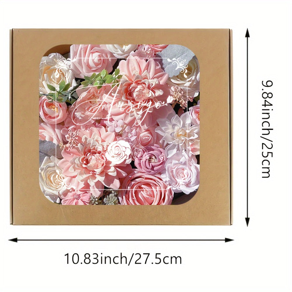 Artificial Flowers Pink Rose Box Set for DIY Wedding Bouquets, Table Centerpieces and Home Displays
