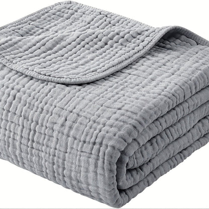 Morandi Cotton Muslin Blanket 6-Layer, Gauze Throw for Couch & Bed, Breathable All Season, 6 Colors