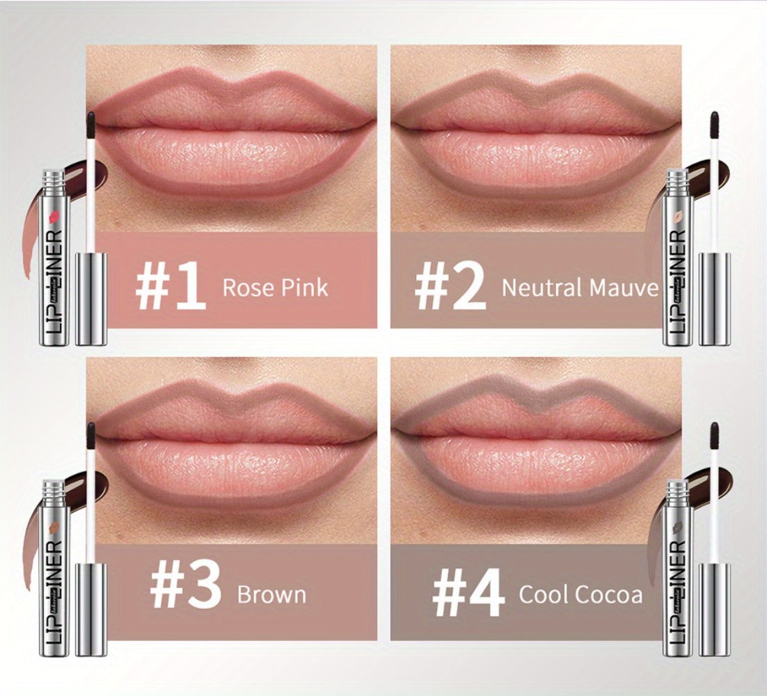 Lip Stain Pen Set 4 Colors 2-in-1 Lip Liner & Lip Tattoo – Waterproof Smudge-Proof Transfer-Resistant Matte Finish