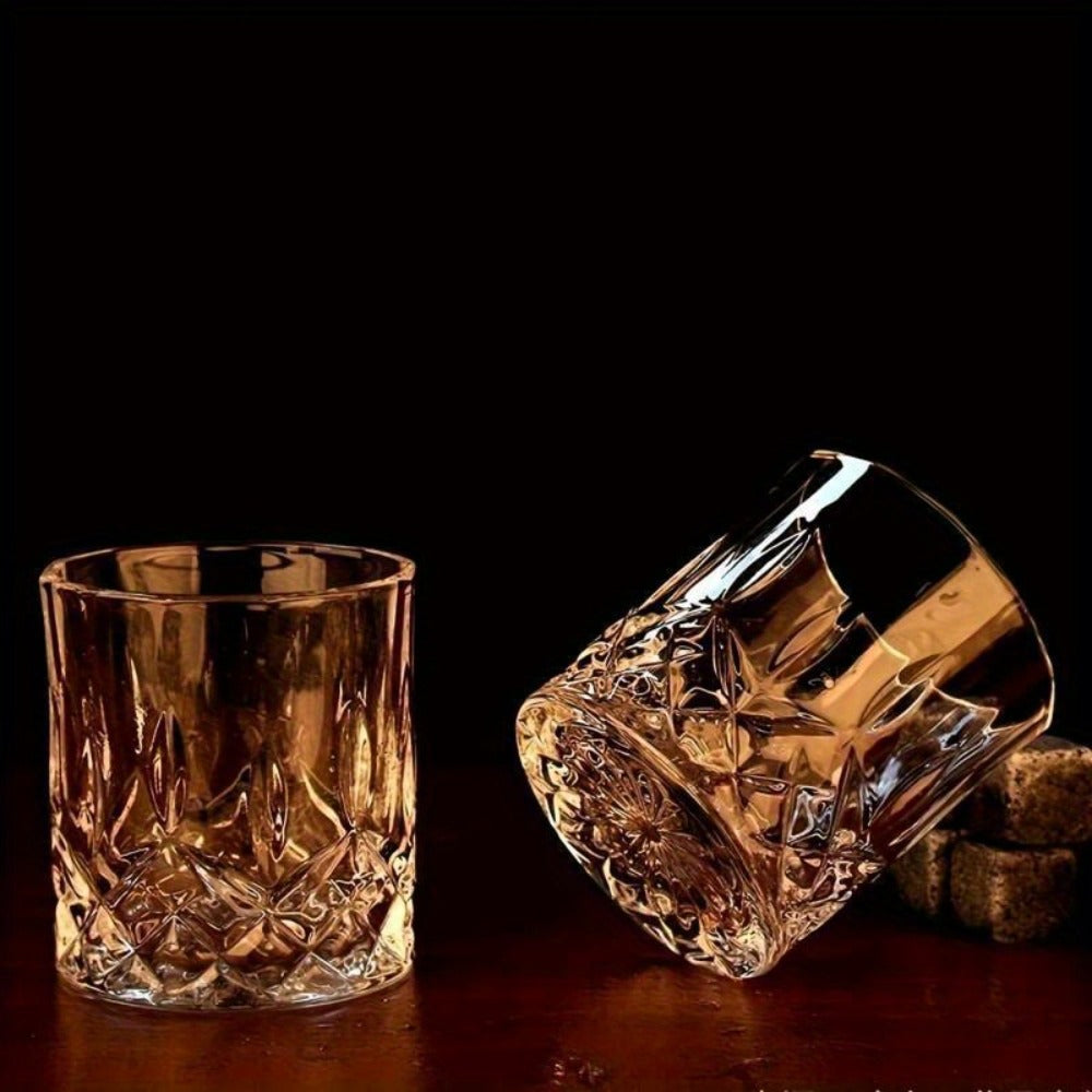 Whisky & Wine Glass Set with Cooling Stones, Ice Tong & Bartender Kit, Portable Bar Accessories for Luxurious Drinking Experience